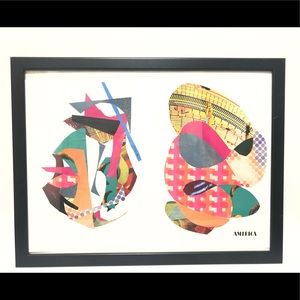 Abstract Collage Wall Art Black Frame 17” x 13”
